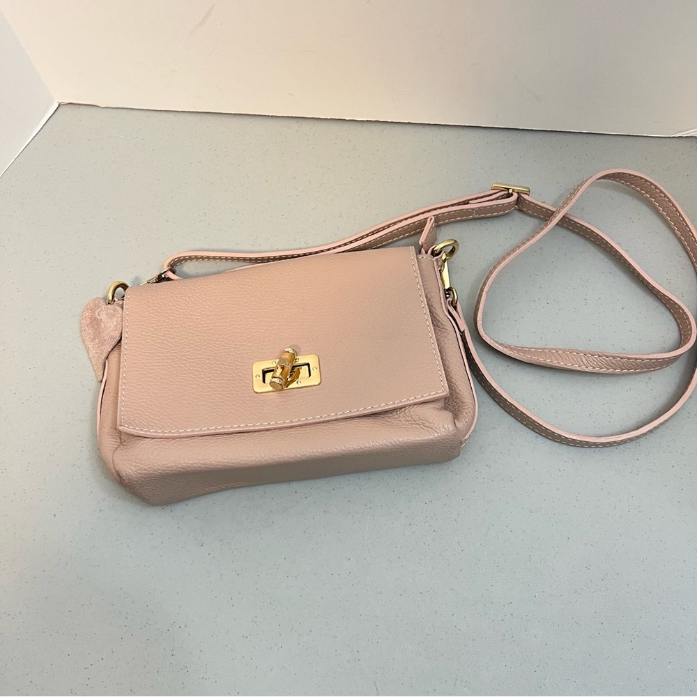 Borse in Pelle Italian Leather Crossbody Purse Dusty Rose